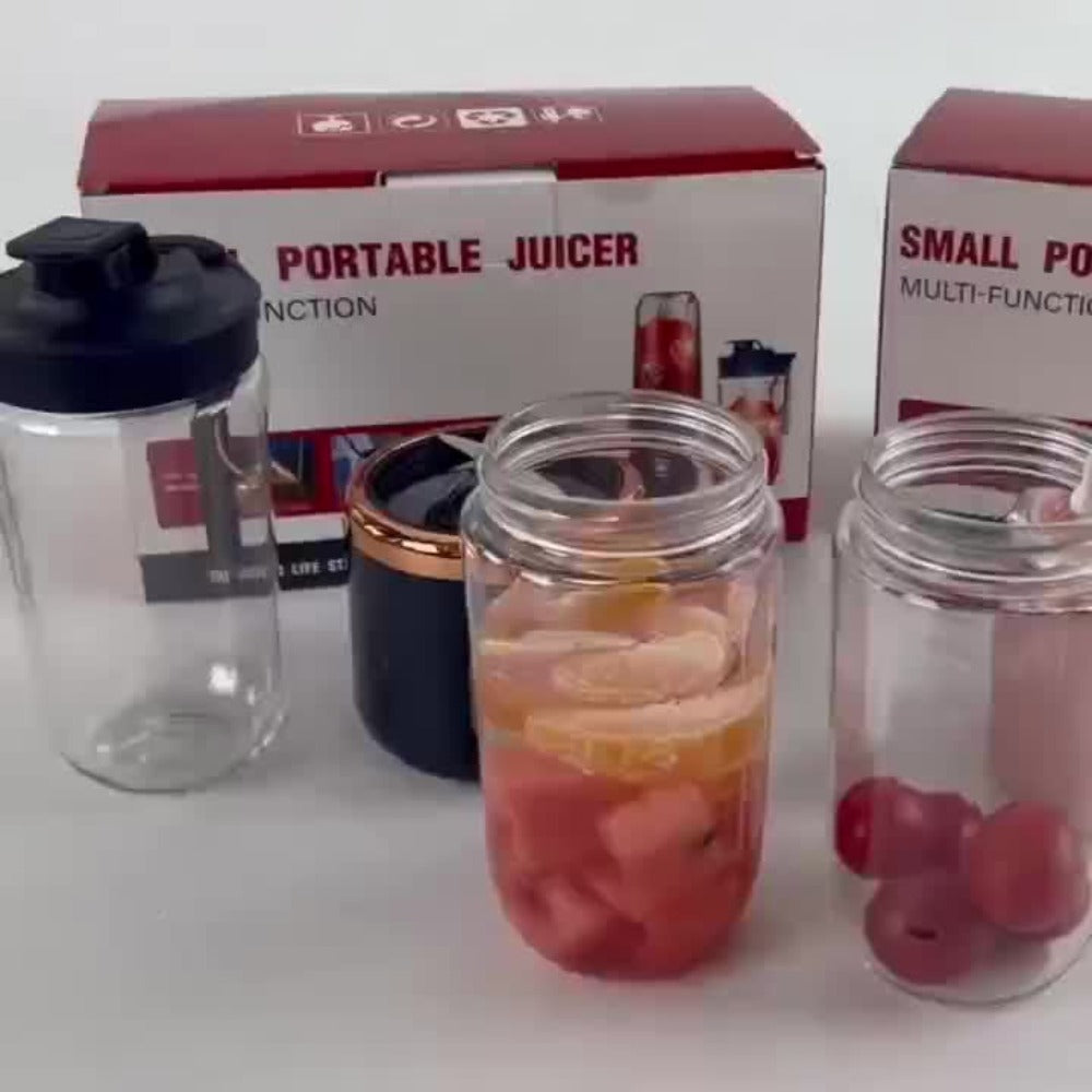 Portable Double Cup Blender & Juicer 2 Sets USB Rechargeable - 1500mAh Personal Mixer with Cups & Motor Base for Smoothies, Milkshakes & Drinks, Travel Blender Gift, Purple Blue Pink White