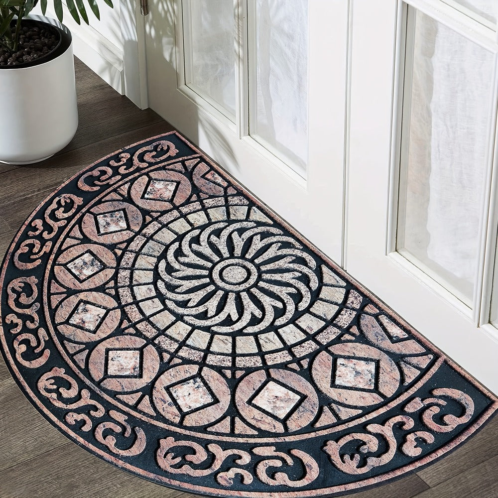 Outdoor Door Mat Heavy Duty Non-Slip Welcome Mat for Front Door Entrance Patio Porch, Durable Low-Profile Rug, Multiple Colors & Sizes, Light Blue Brown Dark Blue Gray Rainbow