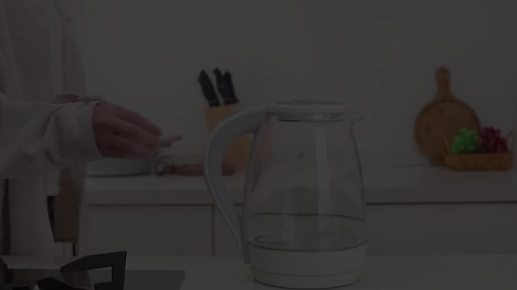 Glass Electric Kettle 1200W Fast Boiling ¨C 57.48oz Tea Kettle with LED Indicator, Auto Shut-Off & Boil-Dry Protection, Elegant Transparent Design for Kitchen, Office & Camping