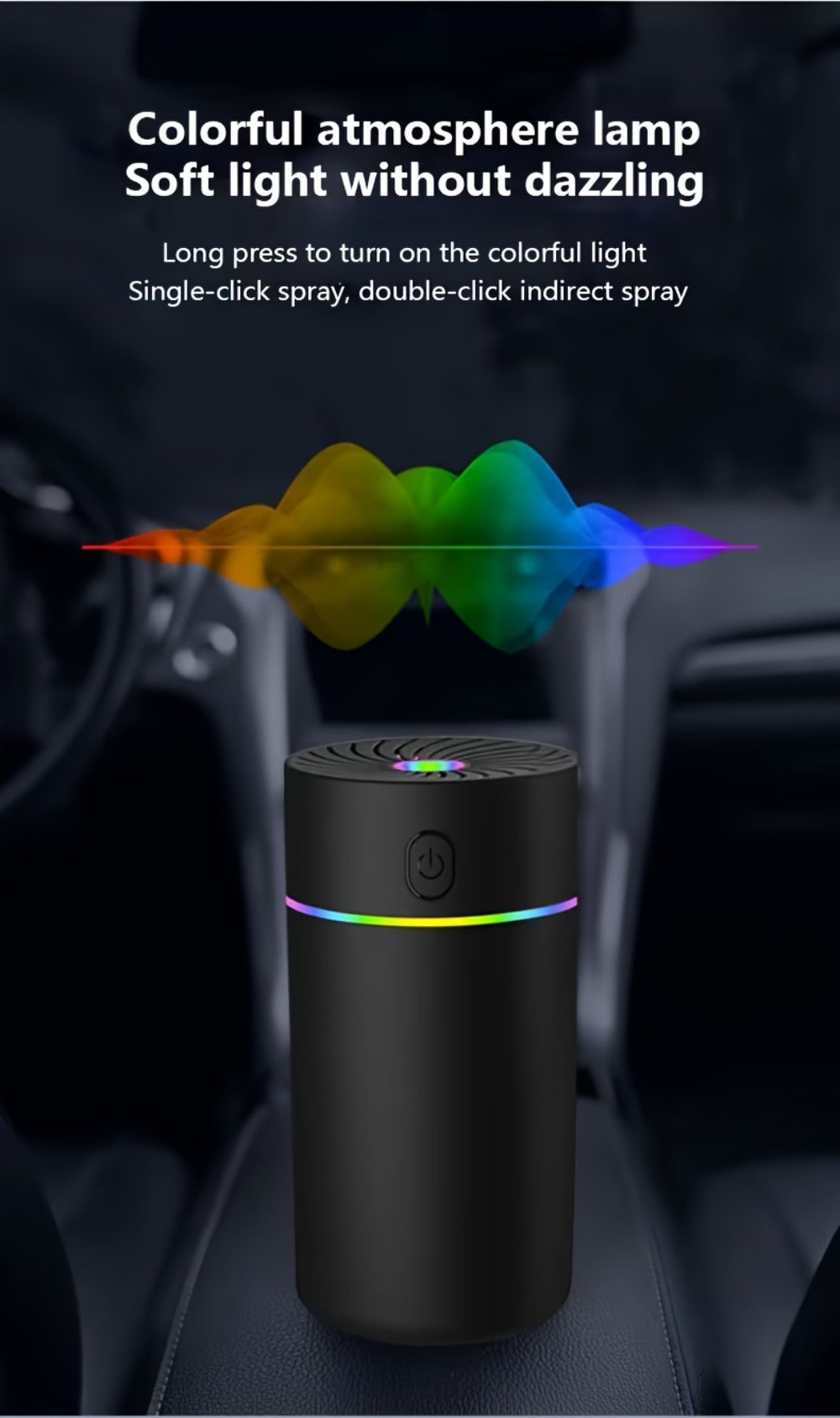 USB Cool Mist Humidifier with Color-Changing Night Light, Portable Desktop Car Aromatherapy Humidifier Nano Fine Mist Facial Steamer, Filter-Free Continuous Intermittent Atomization for Bedroom Office Travel