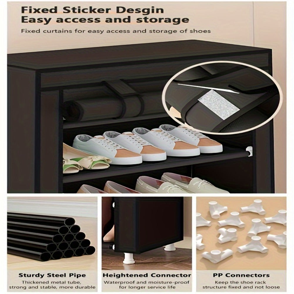 10-Layer Shoe Rack with Dust Cover ¨C Non-Woven Portable Shoe Cabinet Organizer for Entryway, Bedroom & Dormitory Storage