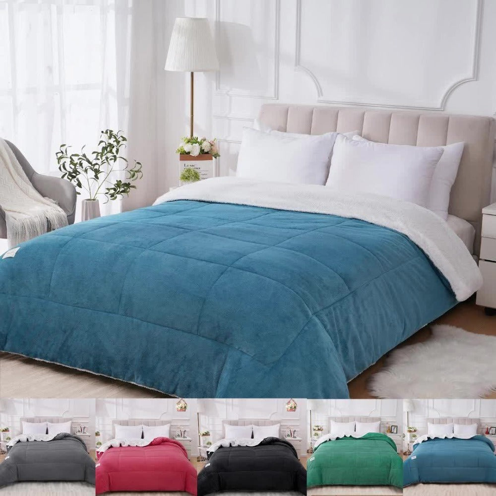 Thick Soft Comforter All Season Quilted Box Stitch Solid Color Breathable Machine Washable Bedroom Warm Autumn Winter Comforter