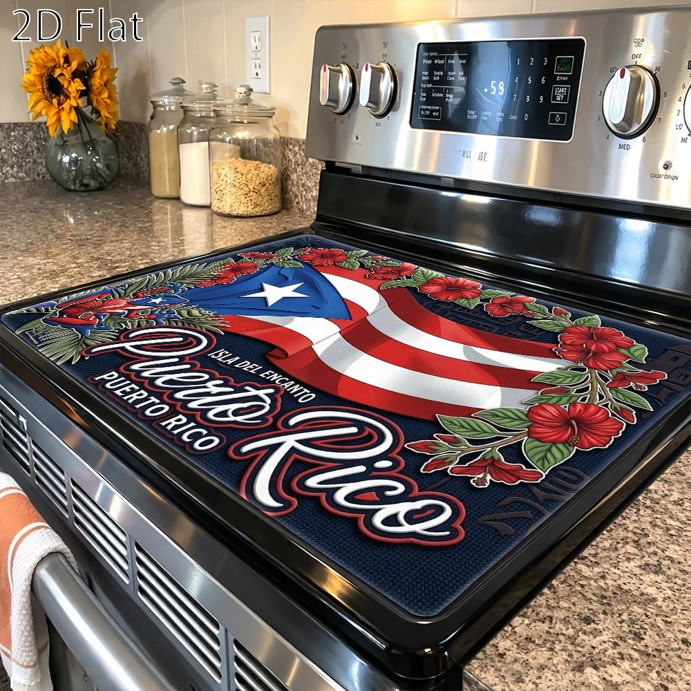 Cooktop Protector Mat Puerto Rico Style | Heat-Resistant Non-Stick Stove Cover Pad | Reusable for Gas Stove, Induction Cooker, Glass Cooktop, Oven & Washer Dryer Top