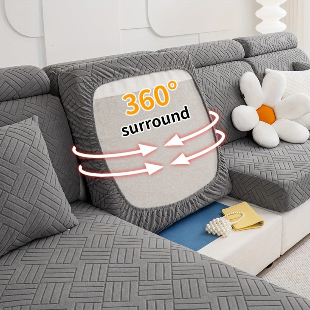 Sofa Cover Stretch Slipcover Universal Fit - Elastic Non-Slip Couch Cover Pet Friendly Machine Washable | Sofa Seat Cover Armrest Back Chaise Protector for Living Room Deep Gray Home Decor Furniture Cover