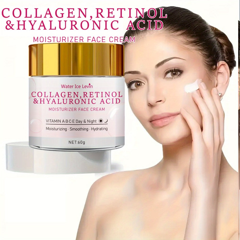 Collagen Retinol Moisturizer Face Cream with Hyaluronic Acid & Jojoba Oil Deep Hydration Anti-Aging Nourishing Radiance Smoothing Cream for All Skin Types Lightweight Formula