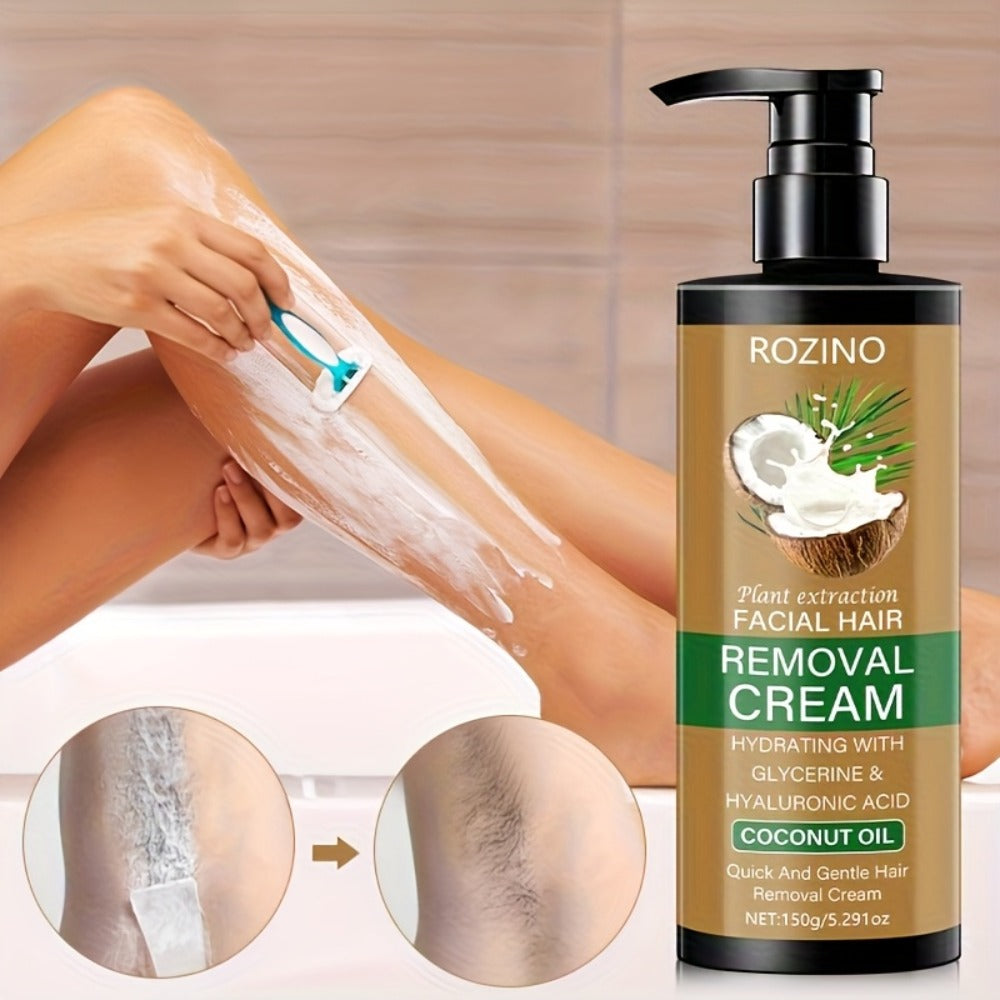 Semi Permanent Hair Removal Cream ¨C Coconut Formula 150g, Use Once for 3-Month Effectiveness, Instant Non-Irritating Smooth & Residue-Free Depilatory for Face, Lips, Armpits, Legs & Private Areas