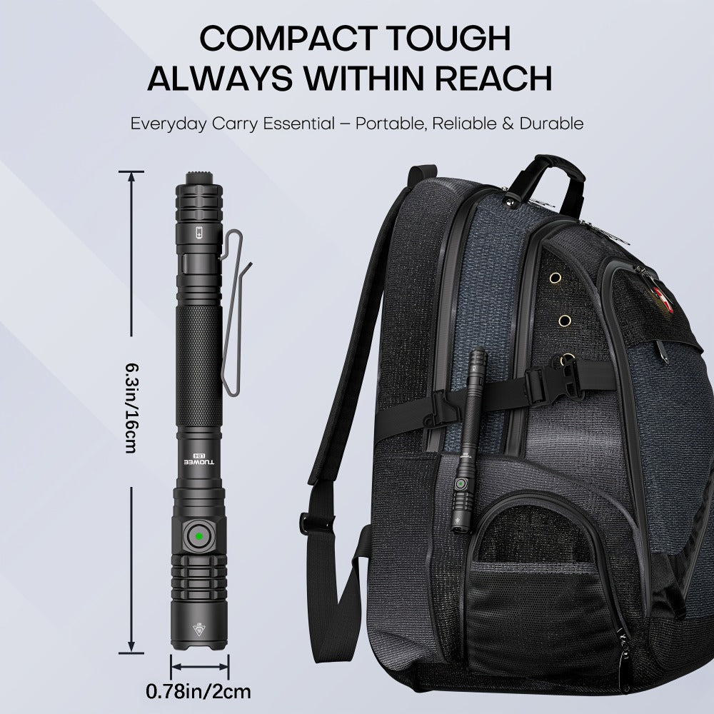 Tactical Penlight 1200 Lumen EDC Flashlight | High-Brightness Torch with Tail Switch Multi-Mode | Slim Pocket Light for Everyday Carry, Camping, Outdoor Activities & Work Lighting