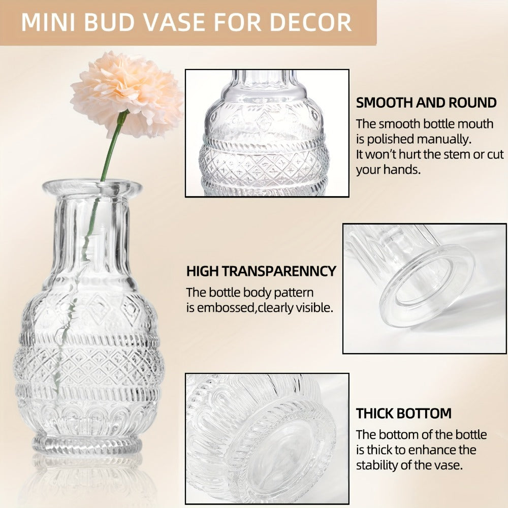 Mini Clear Bud Vases Bulk Set 12/30/43/52pcs ¨C Small Glass-Look Flower Vases for Wedding Centerpieces, Birthday Party, Anniversary, Home Table Decor, Multiple Sizes