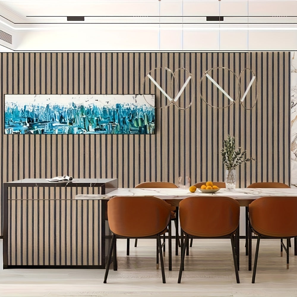 3D Wood Grain Wall Panels Self-Adhesive Peel and Stick Soundproof Grid Board Thick Matte Finish Wallpaper for Walls Ceilings Curved Surfaces Home Decor Easy Install