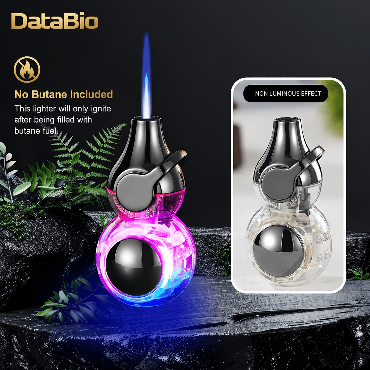 Torch Lighter Windproof Refillable Butane Aluminum Alloy Mini Portable Flashlight Lighter Rocker Ignition Transparent Gas Window Candle Campfire Camping Gift Black Orange White