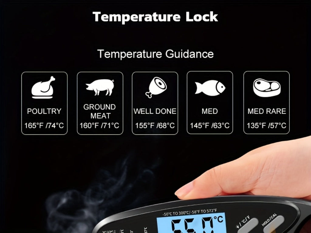 Instant Read Meat Thermometer with Dual Probes Backlit LCD Digital Cooking Thermometer Fast 3-Second Read Calibration Alarm BBQ Grill Oven Smoker Oil Candy Kitchen Food Thermometer Gift
