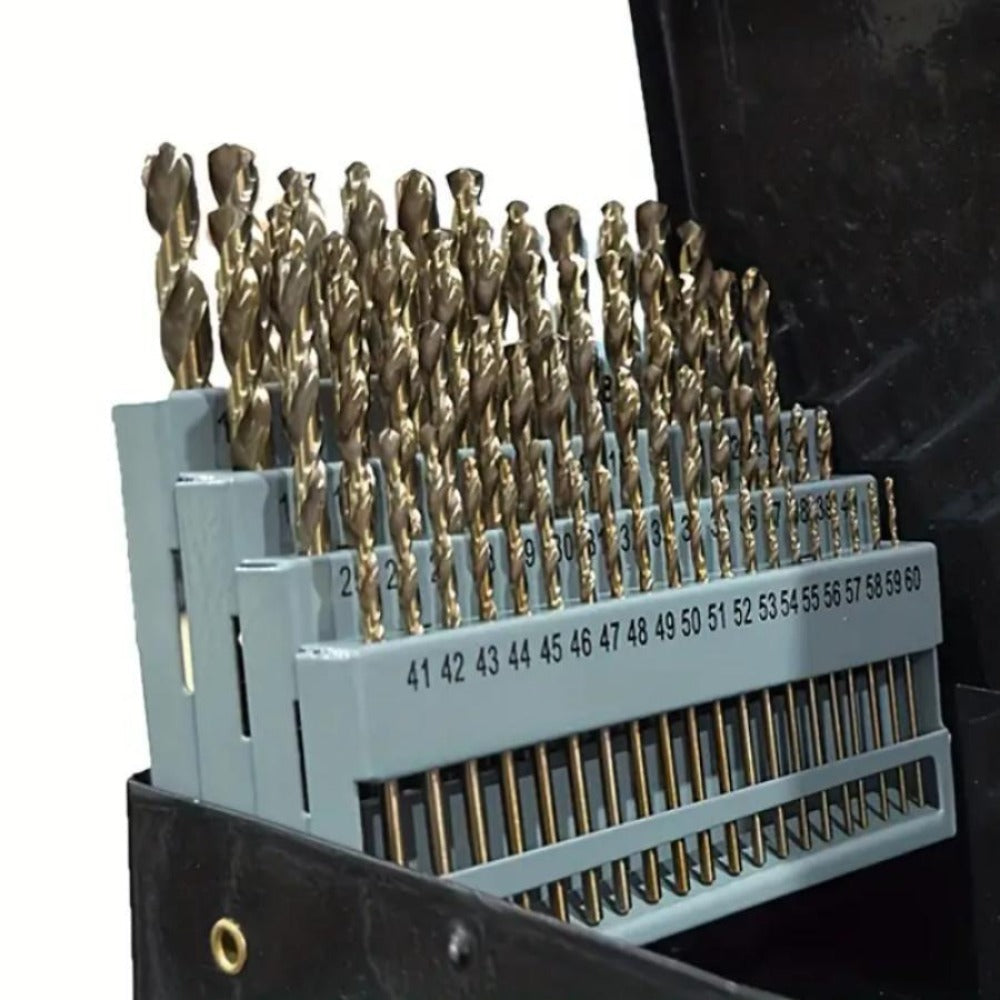 60pcs Cobalt Drill Bits Set Wire Gauge 1-60 Metal Index Box