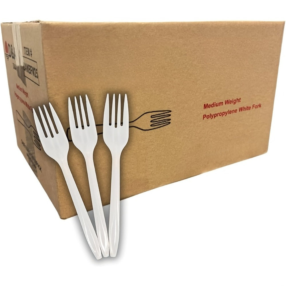 Disposable Plastic Forks 1000 Pack BPA-Free Medium Weight ¨C White Bulk Plastic Cutlery Set for Takeout, Meal Prep, Catering, Parties & Everyday Dining | Heat-Resistant, Durable & Food Safe