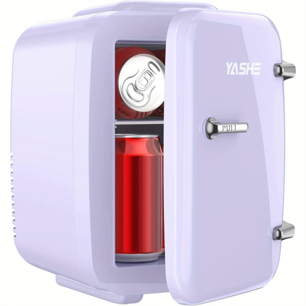 Mini Fridge 4 Liter 6 Cans - Thermoelectric Cooler and Warmer, 110V AC & 12V DC Portable Small Refrigerator for Bedroom, Office, Dorm, Car & Camping, Quiet 25dB Personal Mini Fridge 6 Colors
