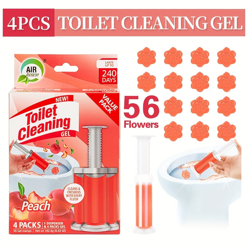 Toilet Cleaning Gel Stamp with Dispenser, Toilet Bowl Freshener & Cleaner Gel Stamps Prevent Scale & Toilet Ring, 6 Scents ¨C Ocean, Lavender, Floral, Peach, Lemon, Pine ¨C 4 Pcs or 8 Pcs Pack