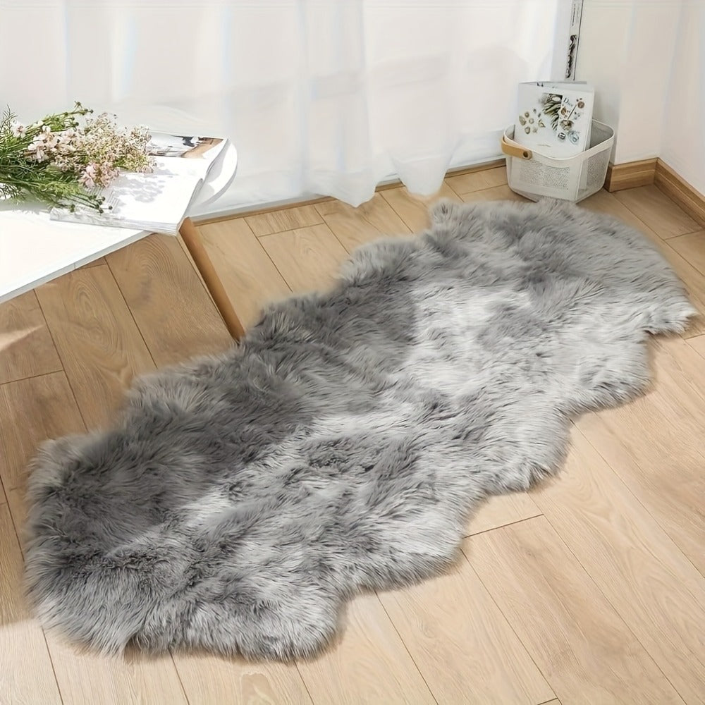 Soft Fluffy Wavy Area Rug Imitation Plush Carpet for Living Room Bedroom Modern Decorative Non-Slip Floor Mat Multi-Size Options