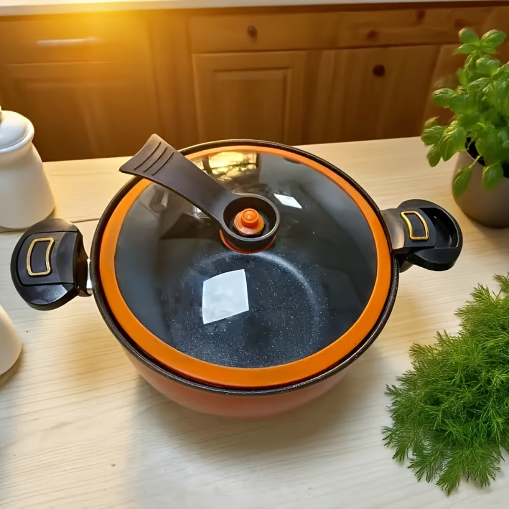 Enameled Cast Iron Dutch Oven with Lid & Dual Handles, Non-Stick Enamel Coated Heavy Duty Cookware for Bread Baking, Braising & Slow Cooking, Superior Heat Retention, Orange, Red & Blue