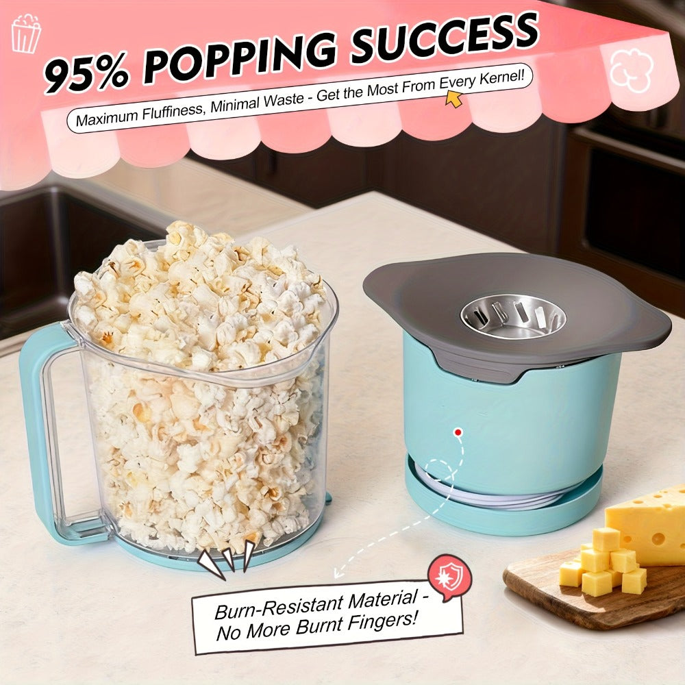 Oil-Free Popcorn Maker Hot Air Popcorn Machine 2-Minute Quick Popping 95% Pop Rate Built-In Serving Bowl Stackable Storage Hidden Cord Family Kitchen Gift