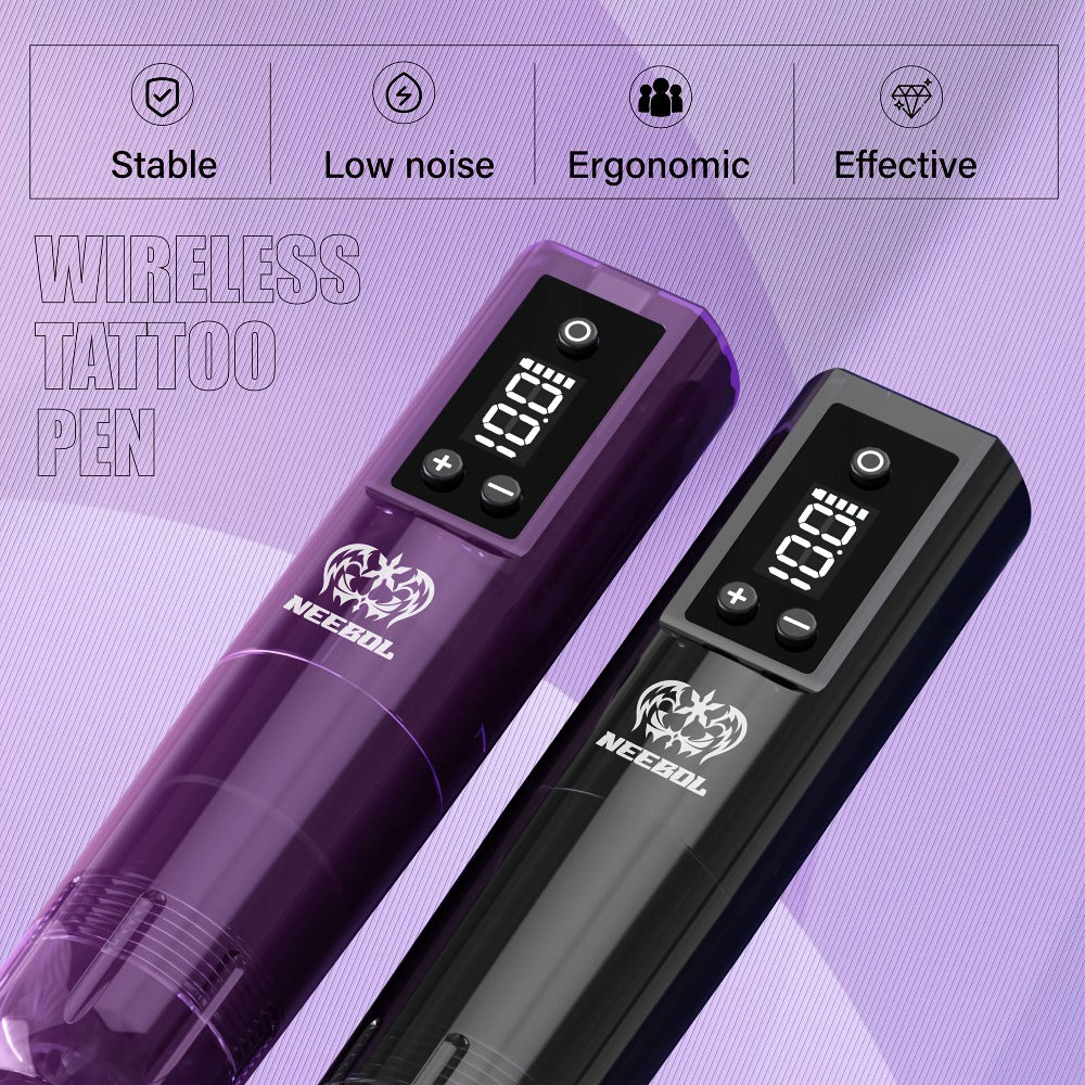 Wireless Tattoo Gun Kit ¨C Neebol Cordless Rotary Tattoo Machine with 2000mAh Battery, 10 Cartridge Needles, 7 Inks, Green Soap & Tattoo Supplies ¨C Portable Beginner & Artist Set