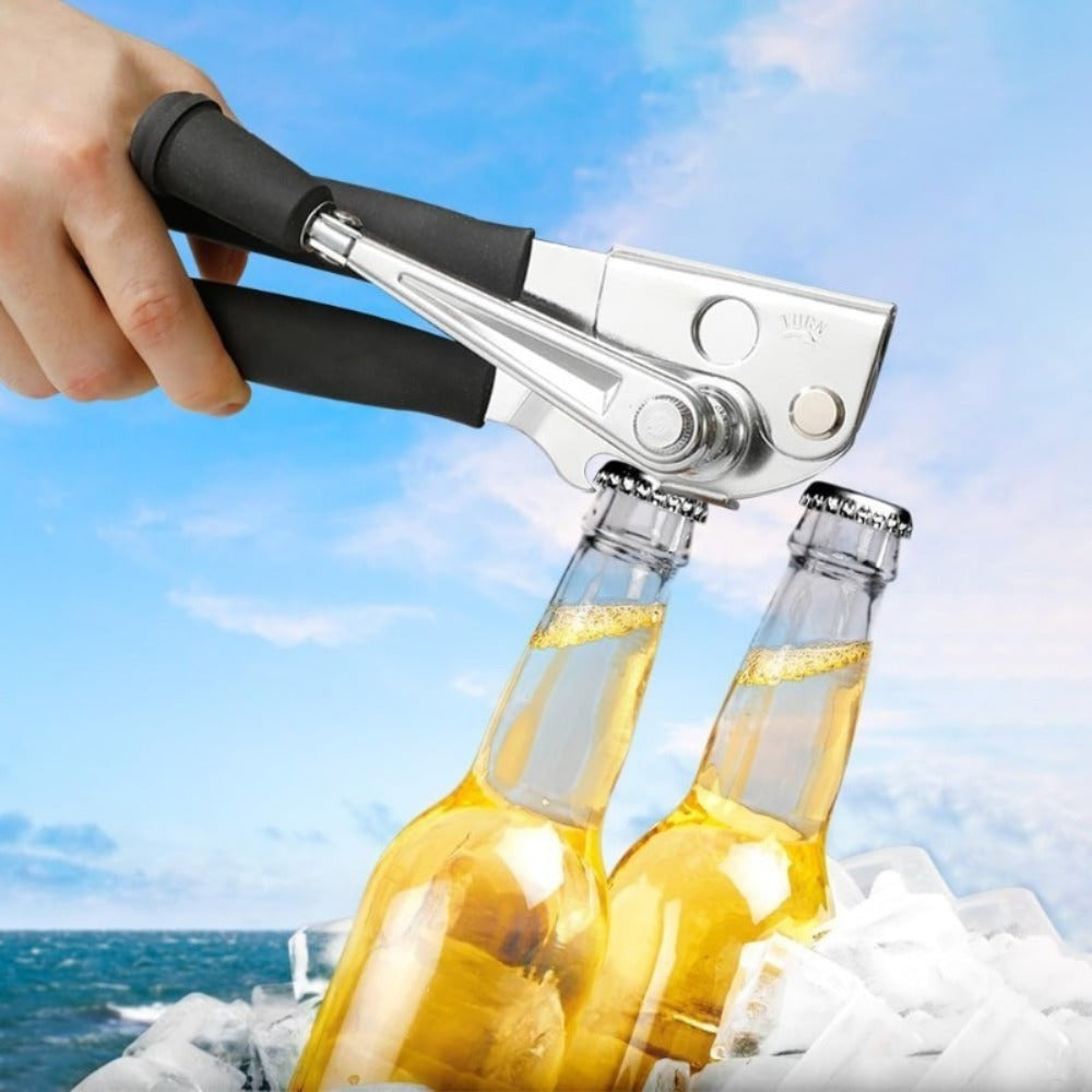 Heavy Duty Manual Can Opener Stainless Steel Commercial Grade with Non-Slip Ergonomic Handle Dual Can and Bottle Opener for Restaurant and Home Kitchen Use