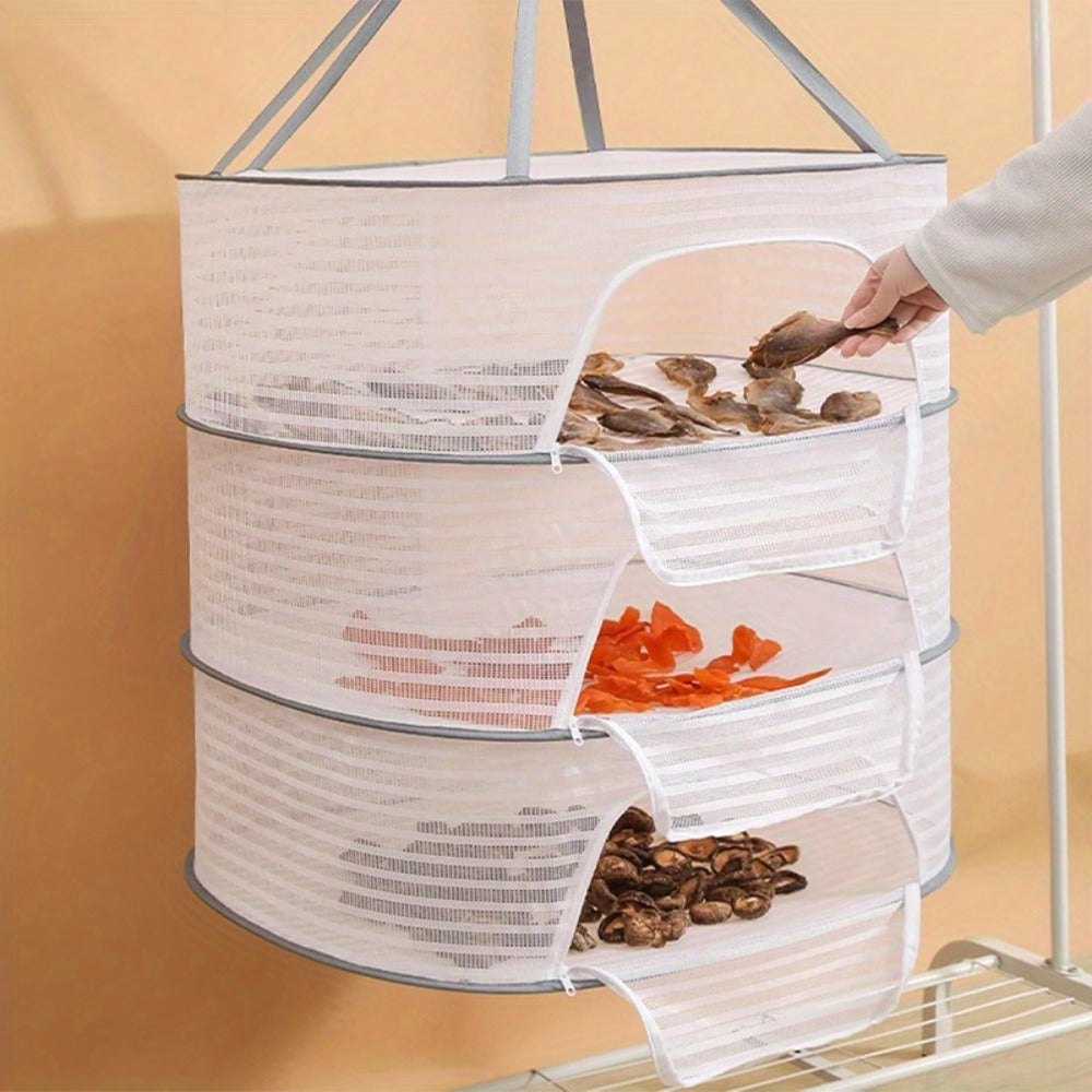 Mesh Drying Rack Foldable 2-3 Layer with Hooks & Zipper Closure ¡ª Hanging Herb Drying Net for Herbs, Fruits, Vegetables, Fish, Flowers & Clothes | Large Size