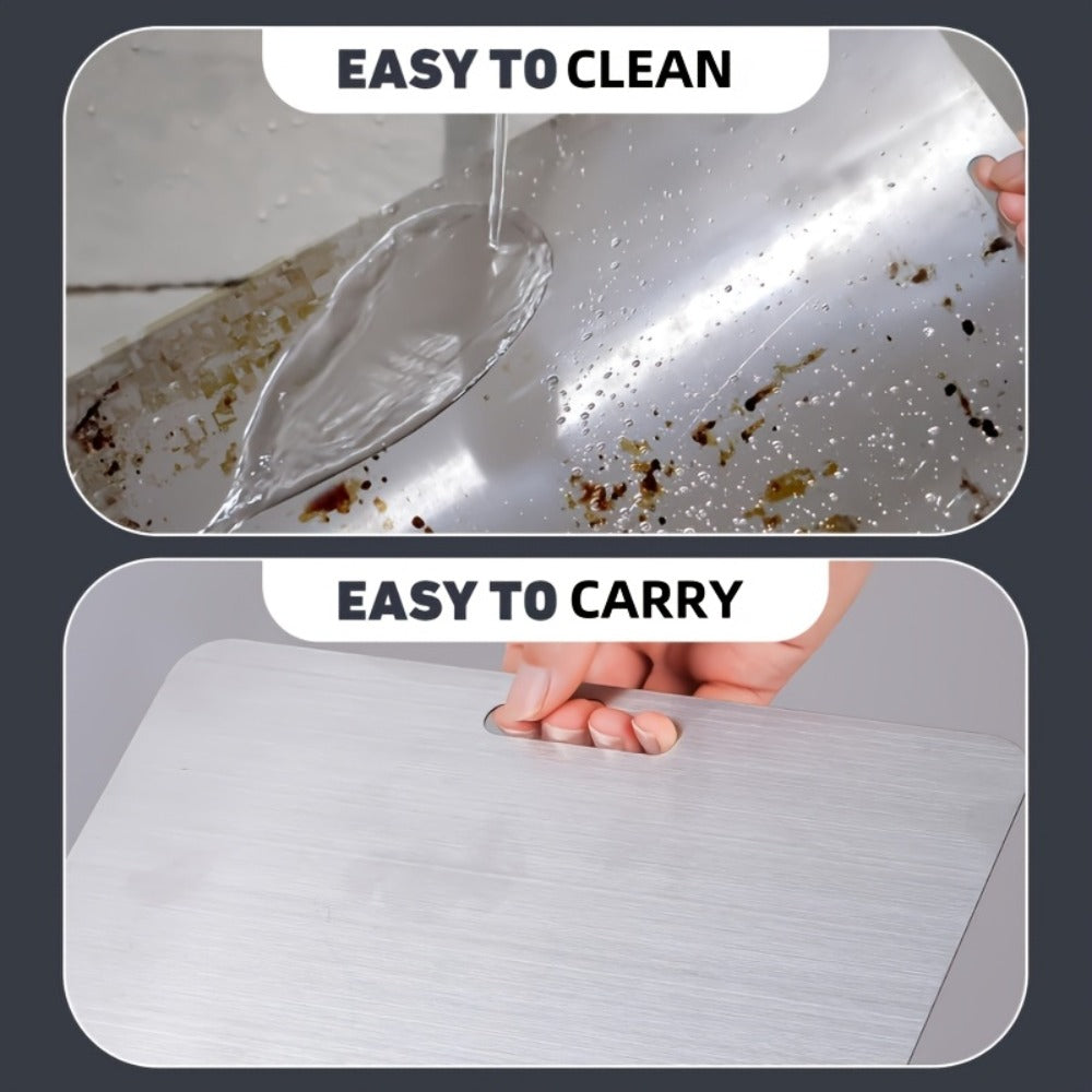 Stainless Steel Cutting Board Set 3 Pack - Non-Stick Dual-Sided Metal Chopping Boards for Kitchen, BPA-Free, Rust-Resistant, Easy Clean, Portable for Meat Vegetables Fruit