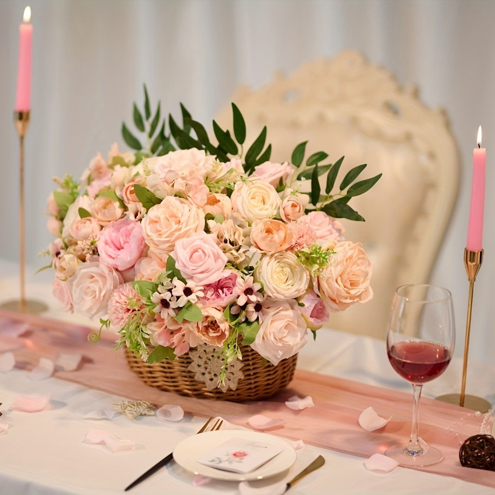 Artificial Flowers Combo Box Set ¨C Pink & White Fake Roses for Bridal Bouquets, DIY Centerpieces, Wedding & Party Decoration Arrangements