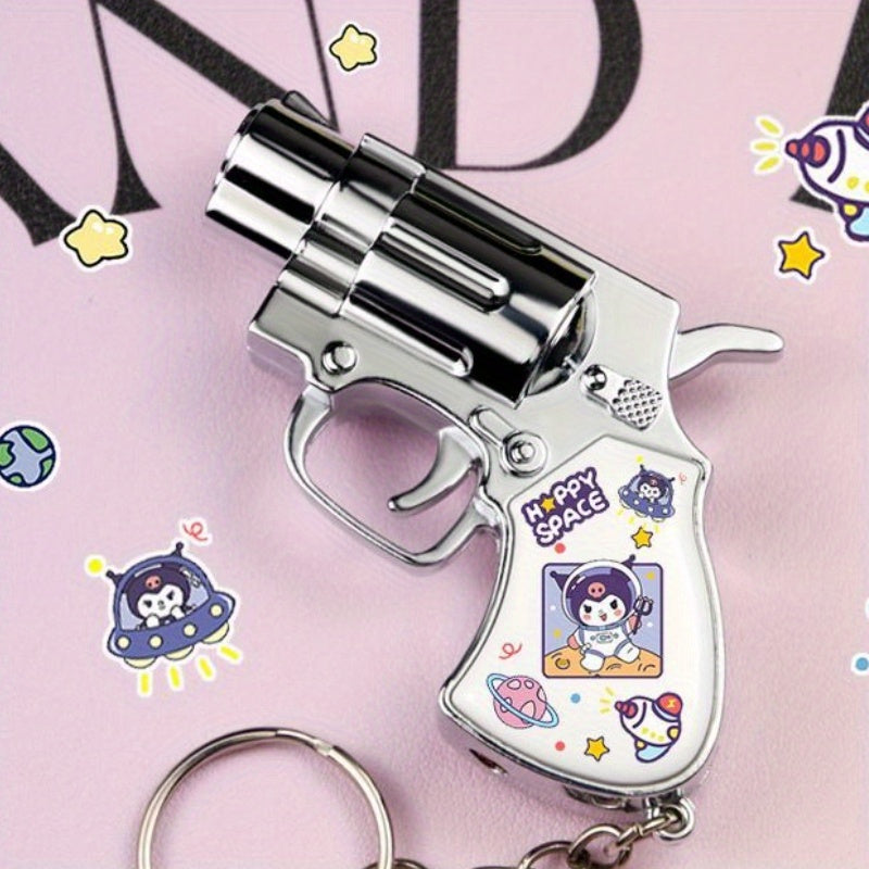 Cute Cartoon Lighter with Keychain ¨C Sanrio Hello Kitty & Kuromi Mini Windproof Flame Lighter, Portable Blue Fire Lighter for Cigarettes, Creative Kawaii Gift Idea, No Battery Required (Butane Not Included)