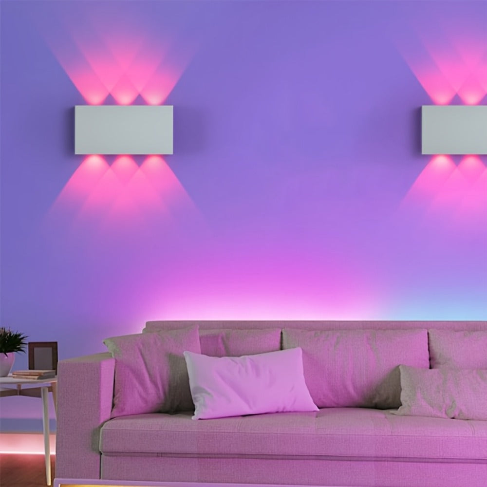 RGB Wall Light 2 Pack Battery Powered - Seven Color Gradient Dimming Night Light with Touch Switch | Festive Atmosphere Lamp for Bedroom, Hallway & Living Room Decoration