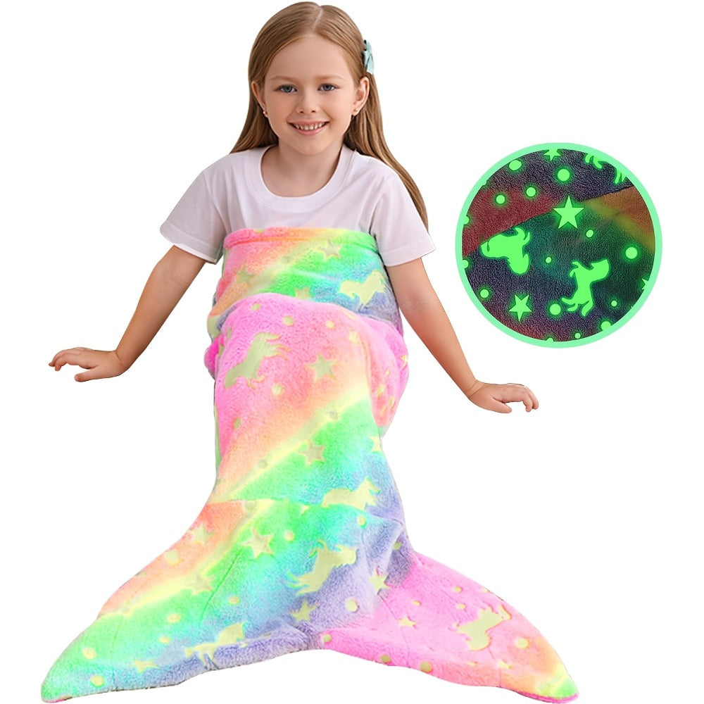 Mermaid Tail Sleeping Bag Blanket for Kids & Adults - Soft Flannel 200GSM Anti-Kick Cozy Bed Cover, Fun Novelty Bedding for Girls Boys Sleepovers Camping, 5 Colors: Green Red Blue Purple Yellow