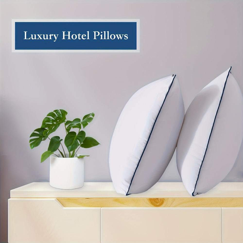 Hotel Quality Sleep Pillows Firm Support Cool-to-Touch Fiber Fill 2/4 Pack - Back Stomach Side Sleeper Pillow Set Soft Breathable Bed Pillows Standard Queen King Size