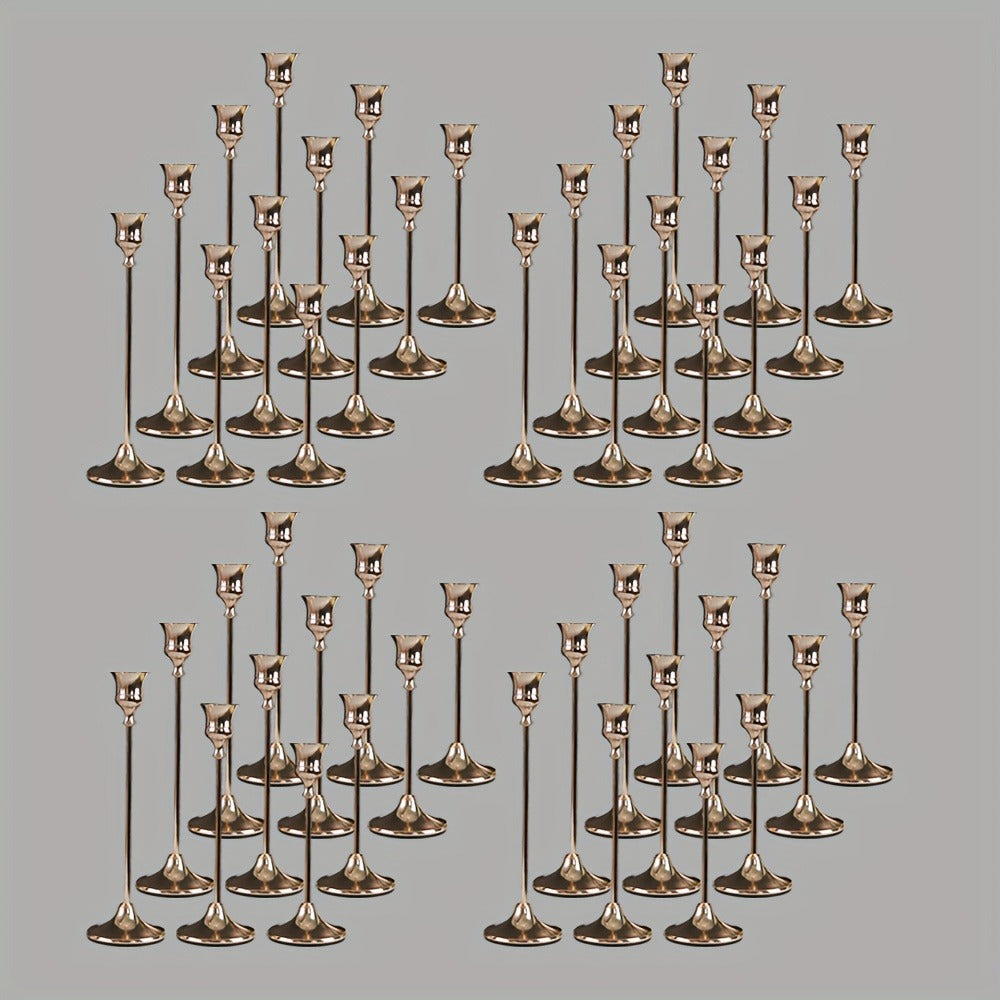 Copper Plated Candlestick Holders Bulk Set ¨C Retro Minimalist Taper Candle Holders for Wedding Birthday Christmas Dining Table Fireplace Decor