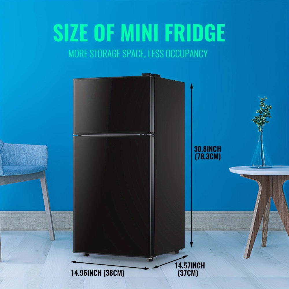 Compact Refrigerator, 3.2 Cu Ft Single Door Mini Fridge with 4-Layer Storage, Removable Shelves, Crisper Drawer & Adjustable Temperature ¨C Quiet Energy-Efficient Small Fridge for Dorm, Office, Apartment and Bedroom