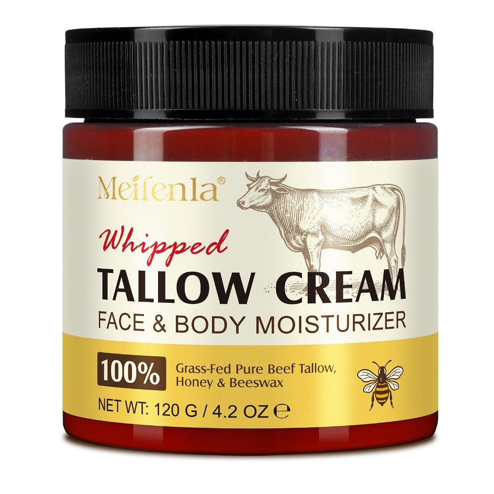 Whipped Tallow Cream 120g Grass-Fed Beef Tallow Honey Beeswax Moisturizing Face Body Hand Cream All Skin Types No Artificial Fragrance Skin Barrier Support