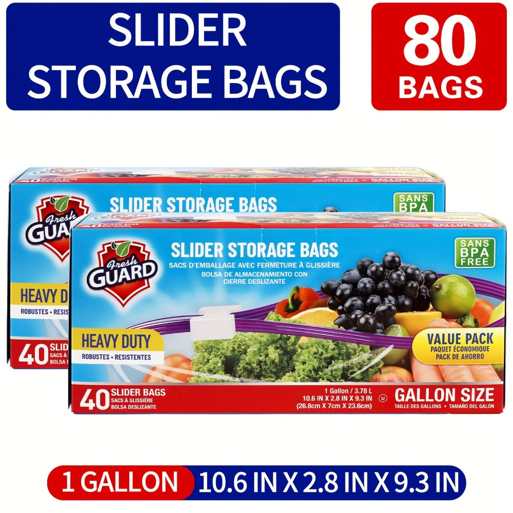 Heavy Duty Slider Storage Bags Ziplock Freezer Bags for Food Fruit Meat Vegetable Grain Kitchen