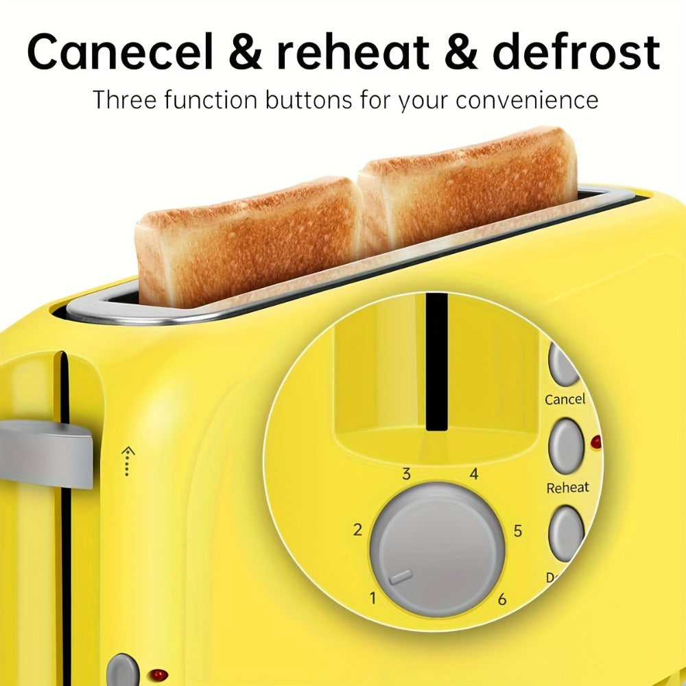 2-Slice Toaster ¨C 6 Shade Settings, Cancel, Reheat & Defrost Functions, Removable Crumb Tray, 750W Compact Design for Bread, Waffles & Bagels, Available in Red, White, Black, Yellow, Pink & Blue
