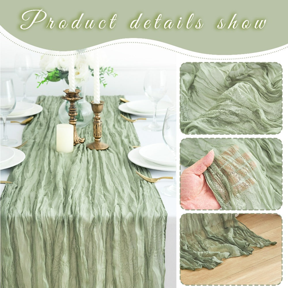Cheesecloth Table Runner 10 Pack, 10ft Boho Wedding Table Runner for Reception, Rustic Bridal Shower, Party & Home Decor ¨C Dusty Pink, Sage, Lavender