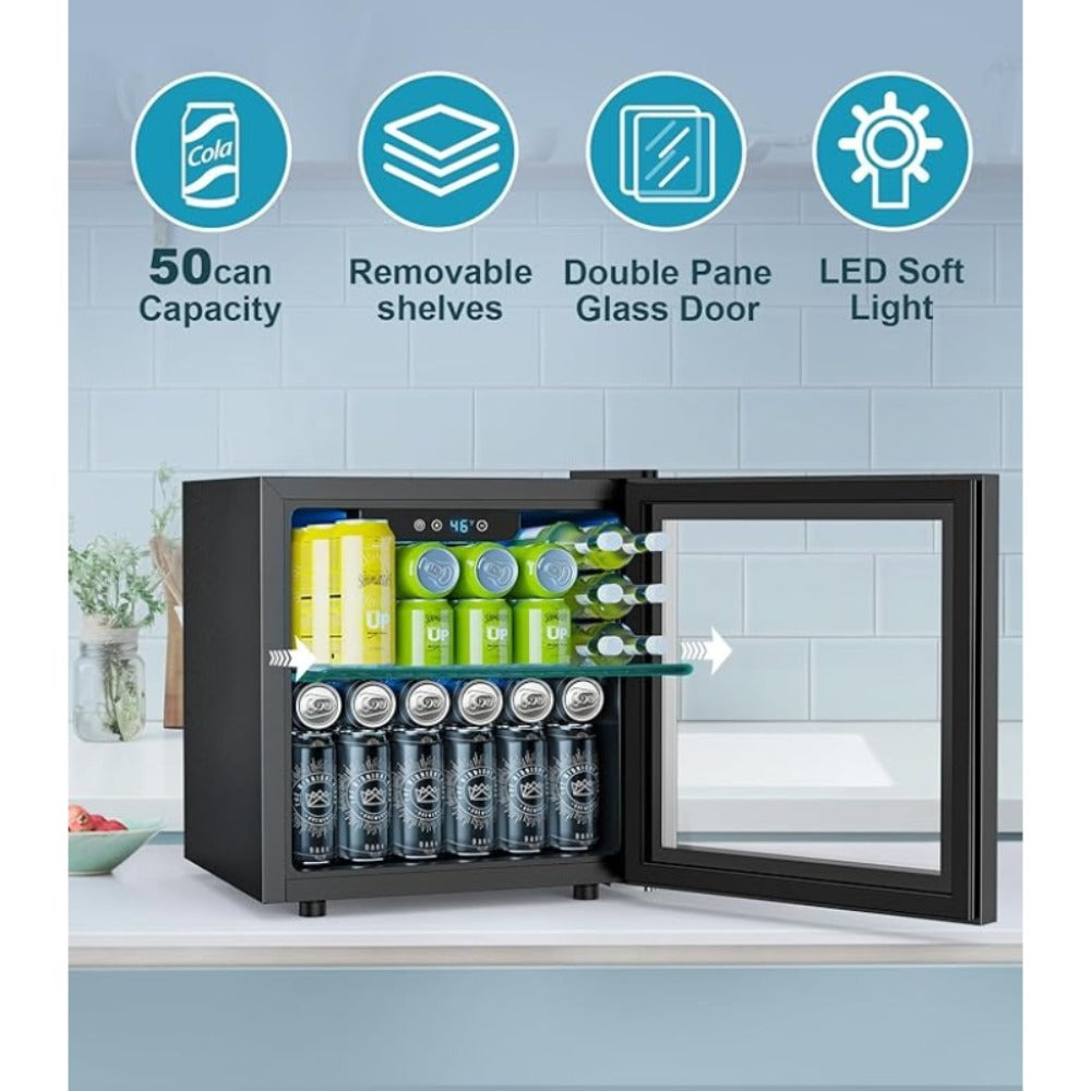 Beverage Wine Cabinet 9.51 Gal - Small Wine Cooler with Electronic Touch Control & LED Light, Compact Drink Refrigerator for Kitchen, Bedroom, Office, Bar & Living Room, Perfect Holiday Gift
