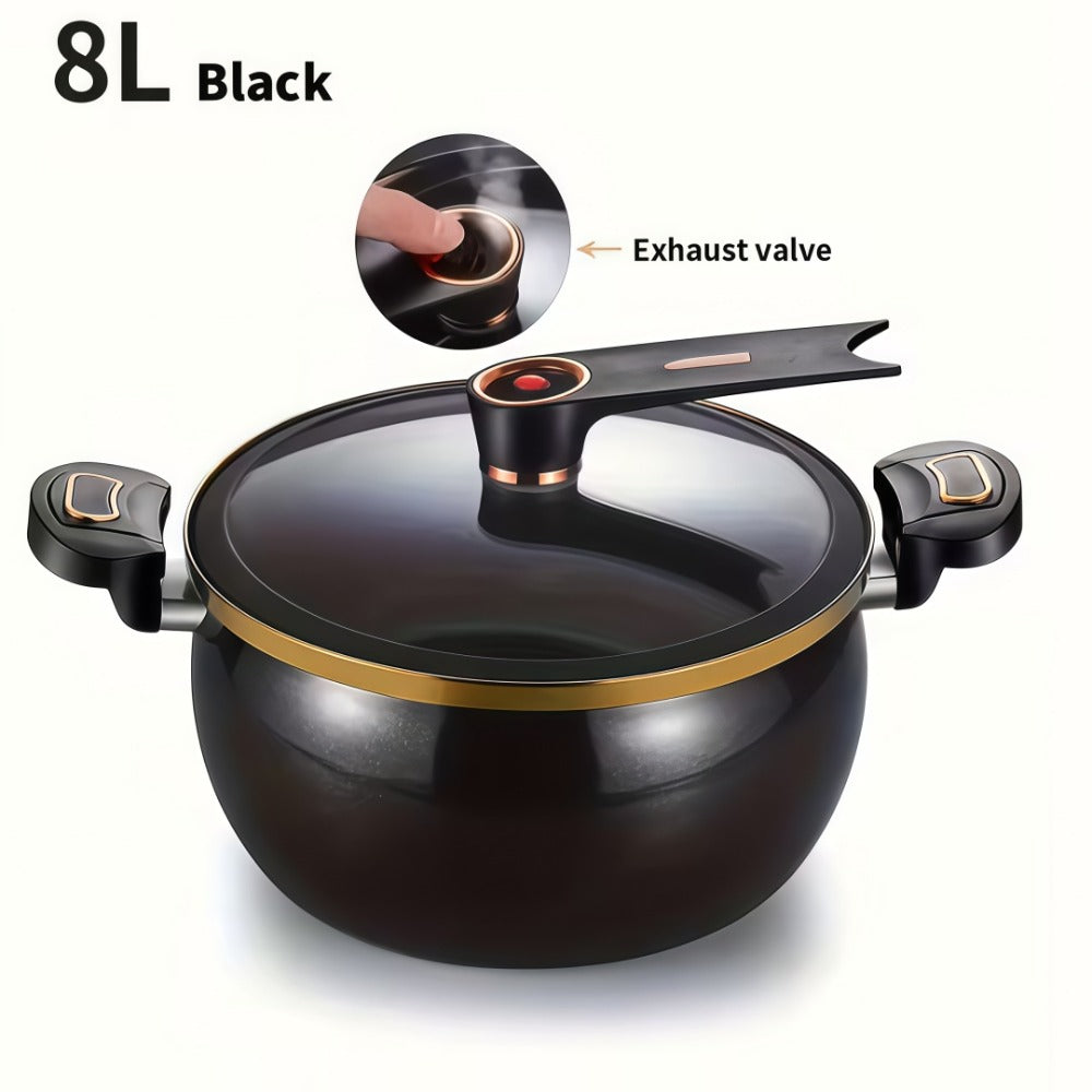 Non-Stick Soup Pot with Twist-Lock Handle | Large Capacity Stew Pot Compatible with Gas Stove Induction Cooker Open Fire | Multi-Function Cooking Pot for Home Restaurant Hotel
