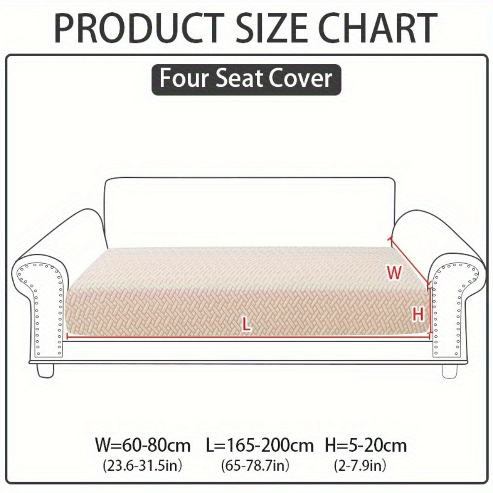 Jacquard Stretch Sofa Cover Non-Slip | Elastic Wear-Resistant Couch Slipcover, Polyester Jacquard Fabric, 1 to 4 Seat Sectional L-Shape, Armrest Backrest, Machine Washable