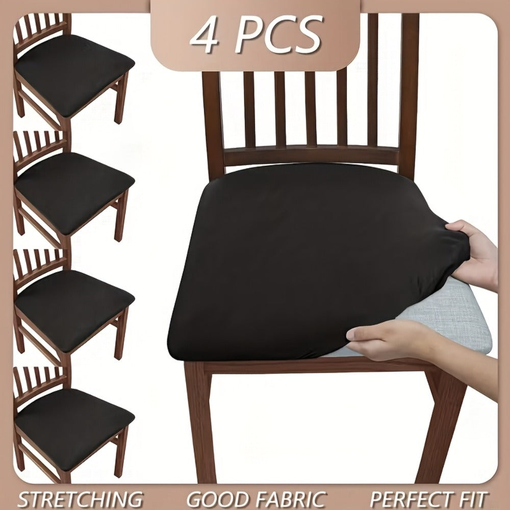 Dining Chair Covers Set of 4 Stretch Elastic Seat Slipcovers Soft Brushed Polyester Solid Color Chair Protector for Home Office Kitchen
