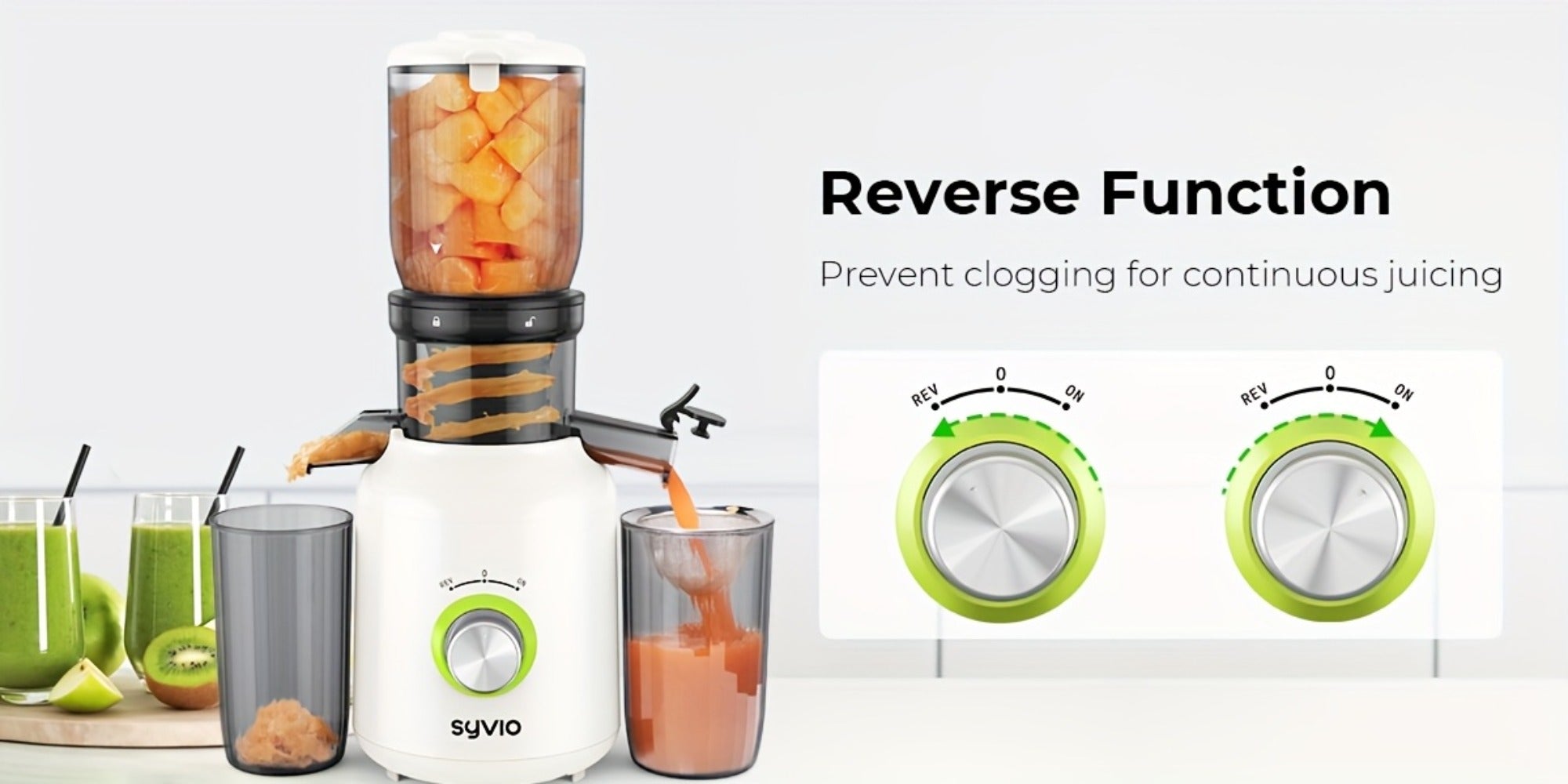 Centrifugal Juicer with 4.3-Inch Wide Feed Chute - 3-Speed Electric Juicer Machine for Whole Fruits & Vegetables, High Juice Yield, 3 Interchangeable Strainers, Easy to Clean, BPA-Free