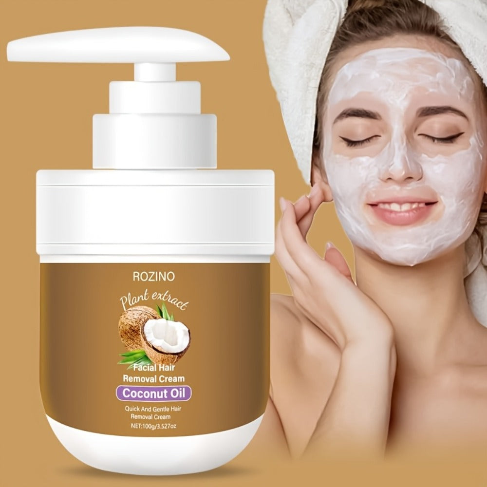 Hair Removal Cream with Coconut Essence & Aloe ¨C Mild Non-Irritating 5-Minute Formula for Underarms, Lips, Arms, Legs, Back & Bikini Area, Gentle Depilatory Cream for Sensitive Skin, 100g