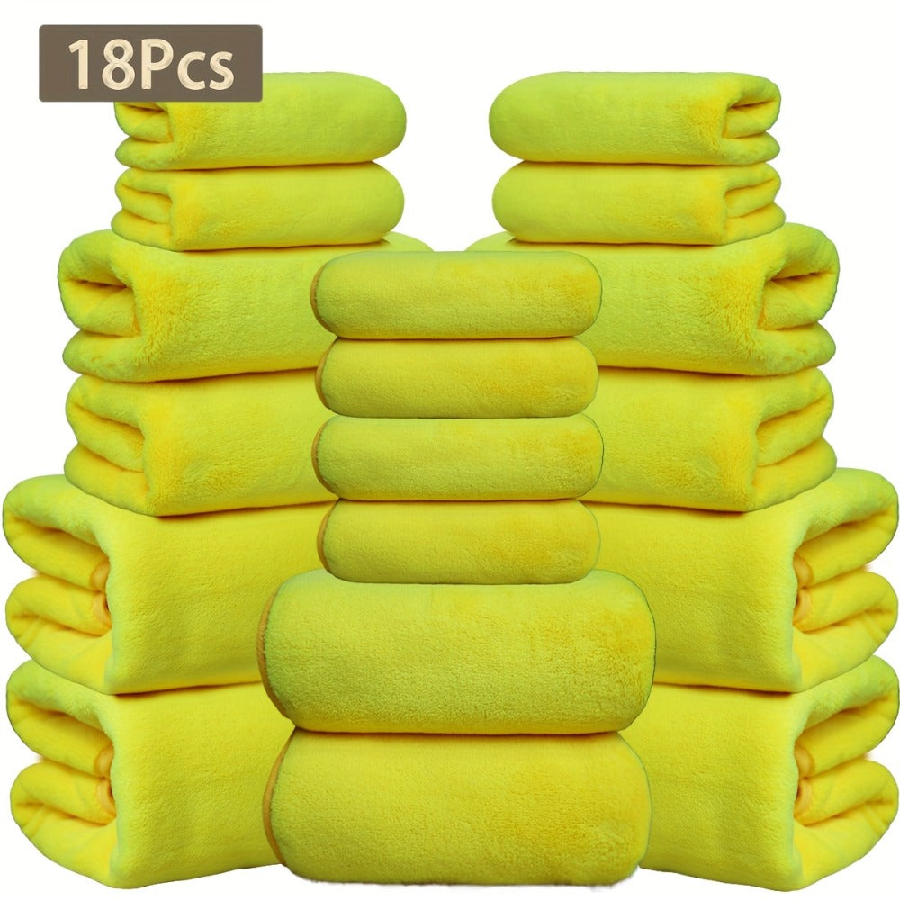 Coral Velvet Bath Towel Set 18pcs ¨C 4 Bath Towels 4 Hand Towels 10 Washcloths Hotel Quality Soft Absorbent