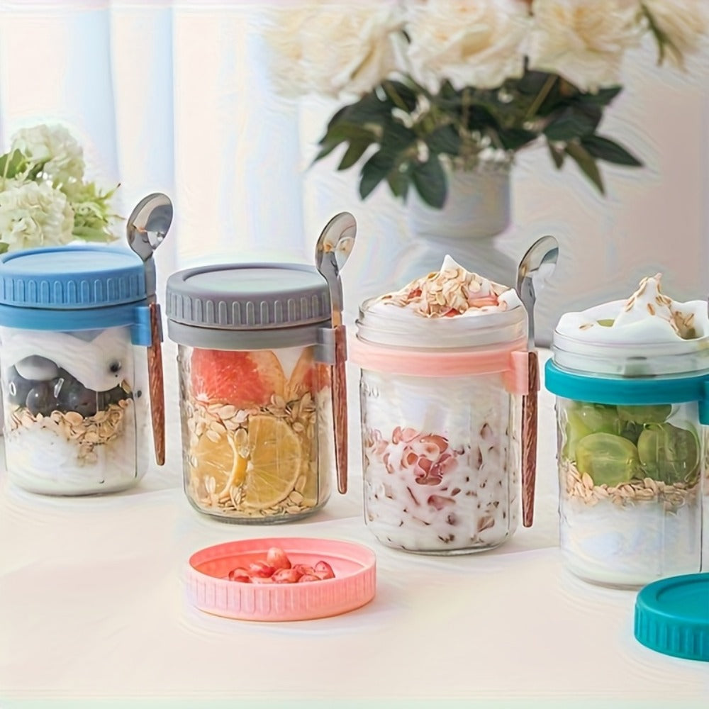 Overnight Oats Cups with Flip-Top Lids Meal Prep Jars Portable Containers for Cereal Yogurt Smoothies On-the-Go Meals Set of 4 or 6 Packs