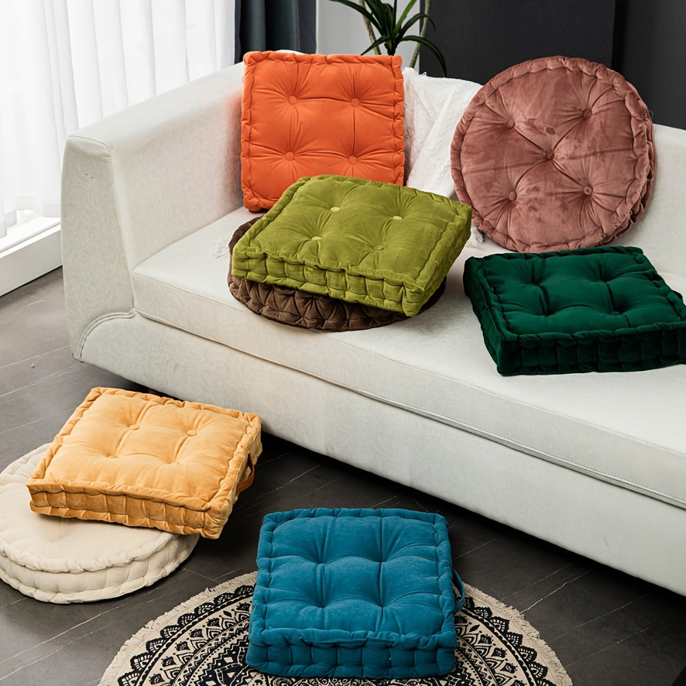 Square Flannel Floor Cushion Thickened Futon Meditation Mat Chair Seat Pad Bay Window Pillow All Season Indoor Sitting Cushion Zafu Yoga Mat