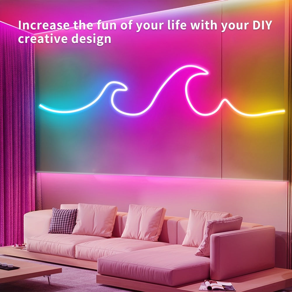 Neon Rope Lights 100ft RGB LED with App & Remote Control, 2 Rolls of 50ft Flexible Neon LED Strip, 24V Safe Low Voltage, for Bedroom, Room Decor, Gaming Setup, Indoor Accent & Holiday Lighting