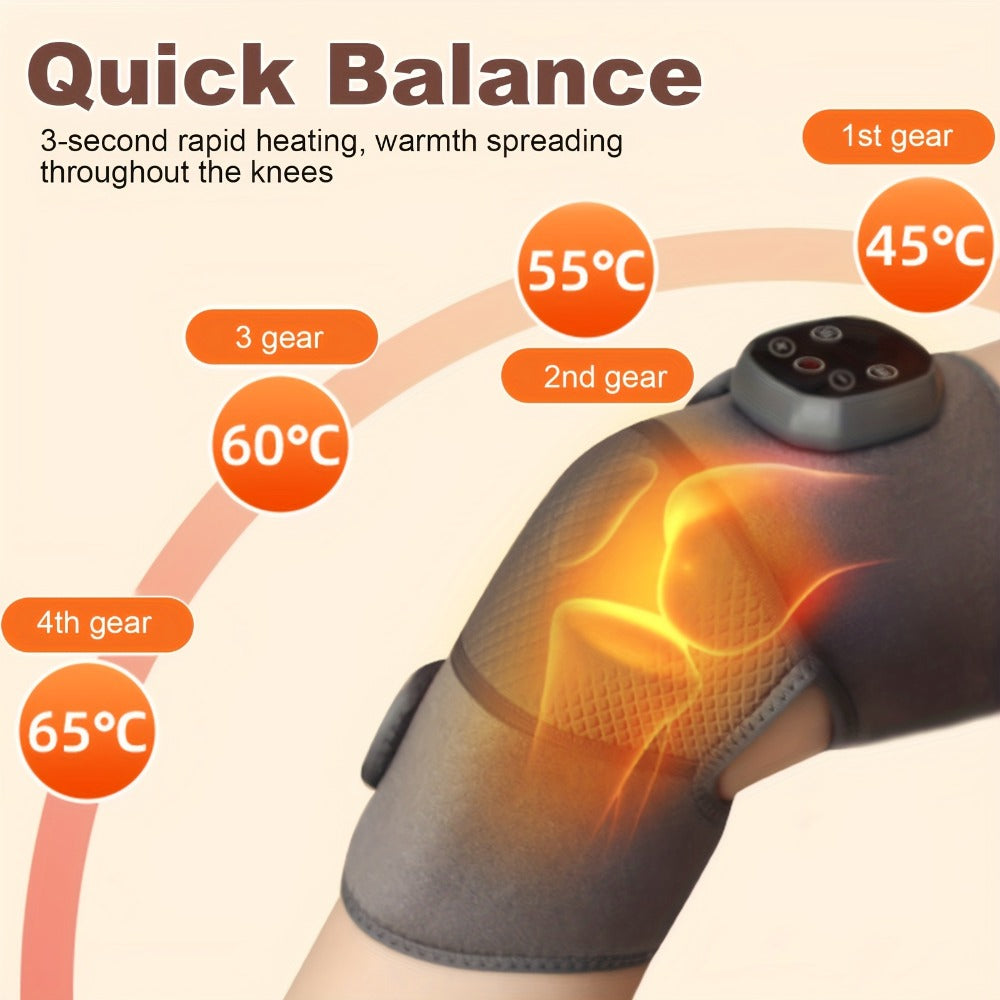 Heated Knee Massager Brace ¨C Wireless Electric Knee Pad with Heat & Vibration, USB Rechargeable Warm Massage Knee Support Wrap for Arthritis, Joint Pain Relief, Men & Women