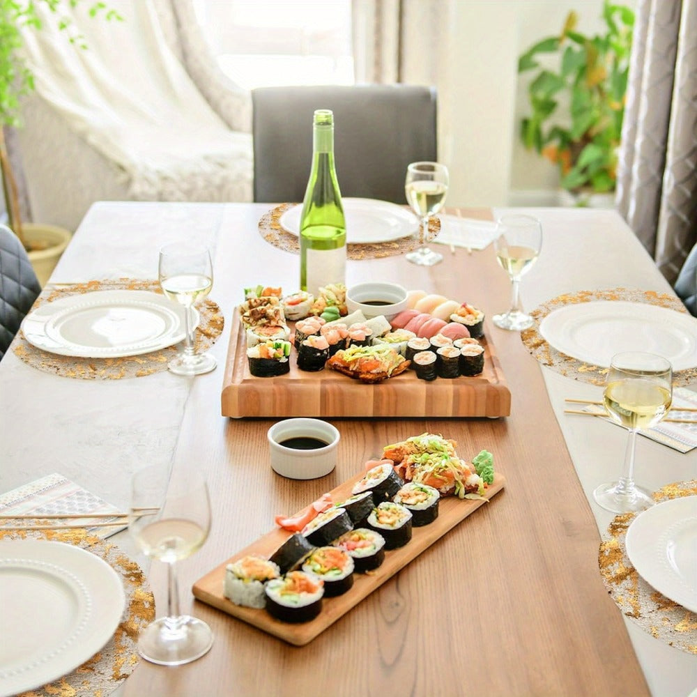 Golden Foil Round Placemats Disposable Table Doilies 50/100pcs ¨C Elegant Mesh Table Pad for Dining, Party & Home Decor