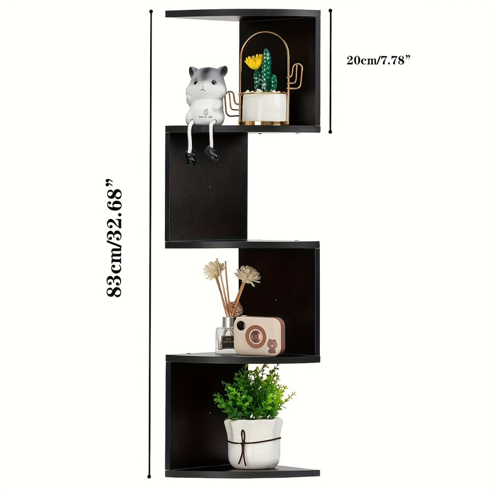 Corner Wall Shelf 3-5 Tier Floating Hanging Corner Shelf Wall Mounted Storage Organizer for Living Room Bedroom Kitchen Bathroom Office